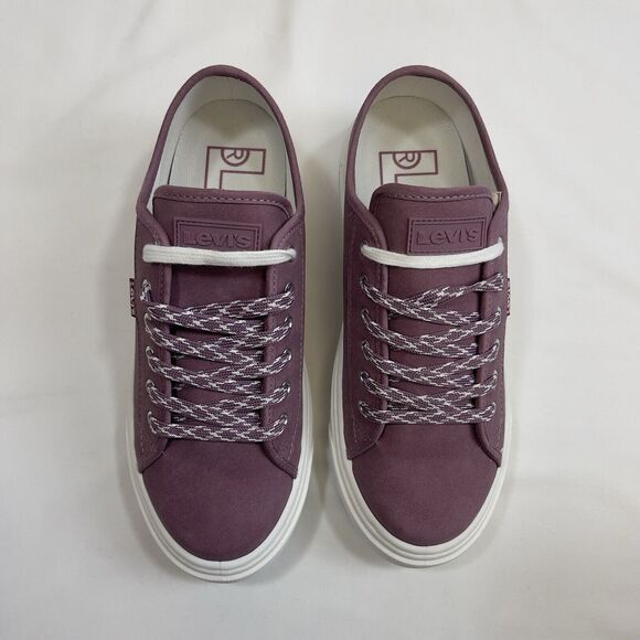 Levi's Dakota Sneaker Women's 8 Purple Vegan Suede Low Top Casual Lace Up Shoe - Picture 6 of 9